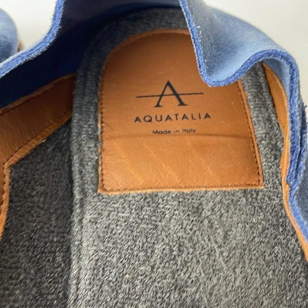Aquatalia Nick Suede Blue Penny Loafers